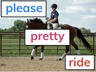 Dolch sight words: please, pretty, ride
