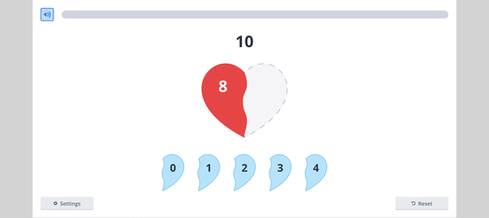 A smartboard tool that teaches kindergarten students about composing the number 10