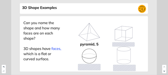 An example of a basic geometry lesson on an interactive whiteboard for elementary students
