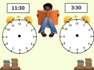 Telling time: Analog clock with half hours