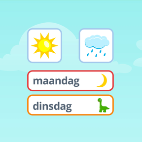 Dagstart: weer, weekdag en maand met pictogrammen