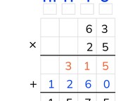 Standard algorithm multiplication with two numbers to 100