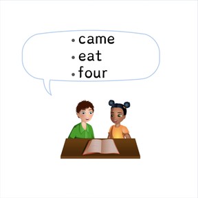 Dolch sight words: came, eat, four