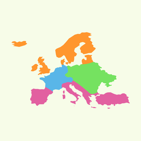 Topografie: Europa - Werelddeel - Regio's en gebergten