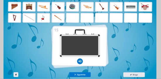Bingo: sonidos de instrumentos