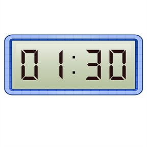 Aflezen van digitale klok met halve uren in lage tijden