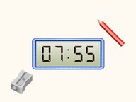 Writing time: Digital clock with 10 and 5 minutes