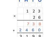 Standard algorithm multiplication with two numbers to 1,000