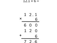 Partial products algorithm with one decimal number