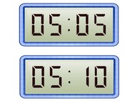 Aflezen van digitale klok met 10 en 5 minuten in lage tijden