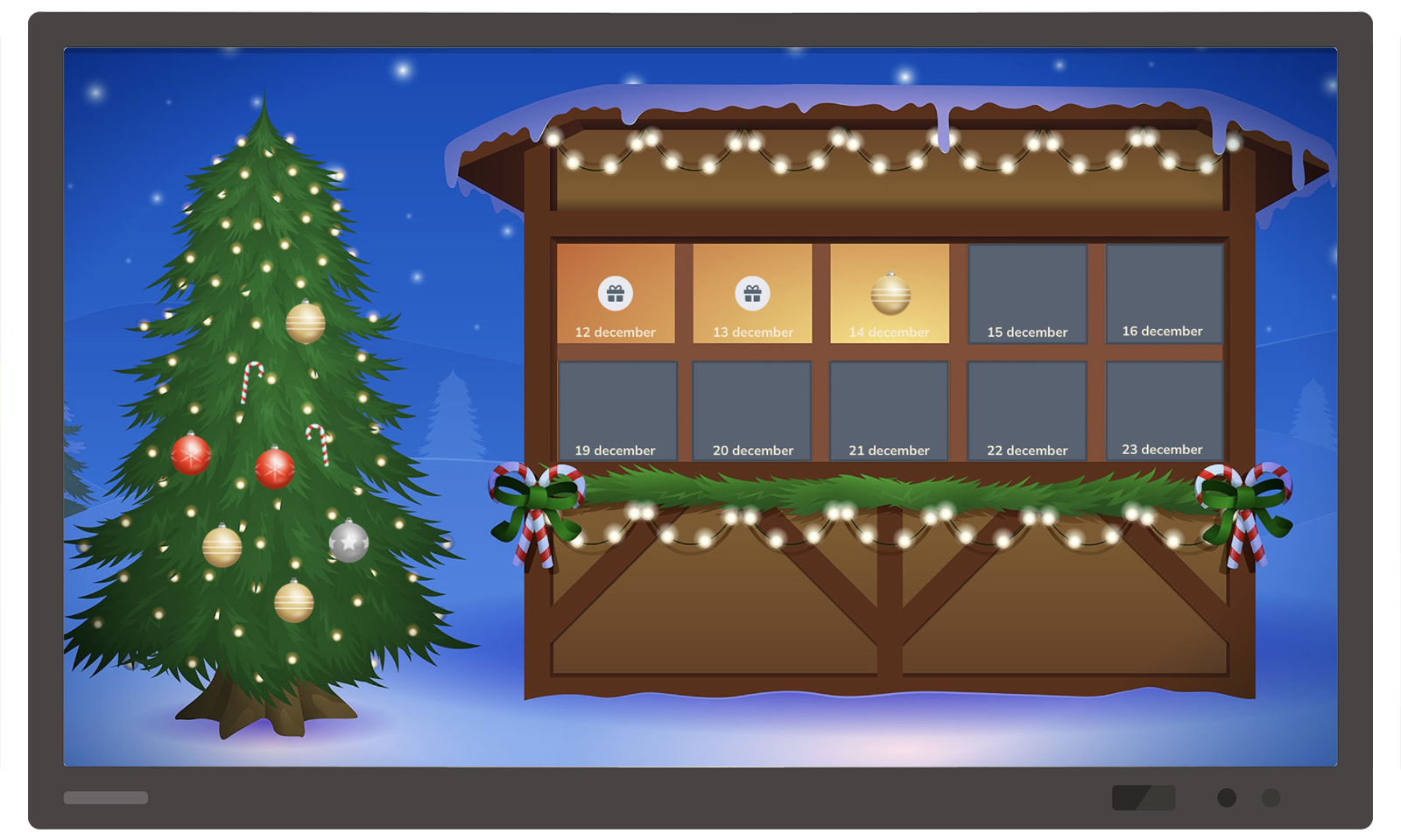 digibord aftellen naar de kerstvakantie