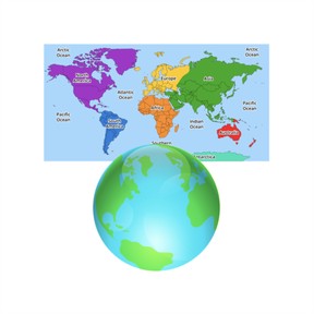Similarities between a globe and a map