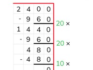 Partial quotients division with decimal numbers