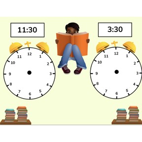 Telling time: Analog clock with half hours