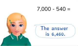Subtraction to 10,000 with simple numbers