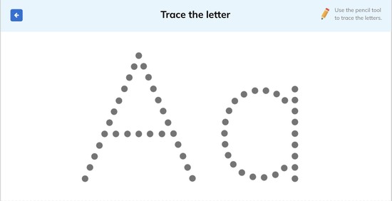 letter a tracing