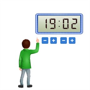 Tijd aangeven op digitale klok met minuten in hoge tijden