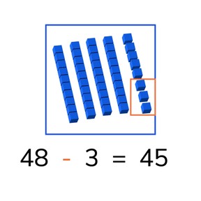 Subtraction to 50 without crossing ten with subtrahends <10