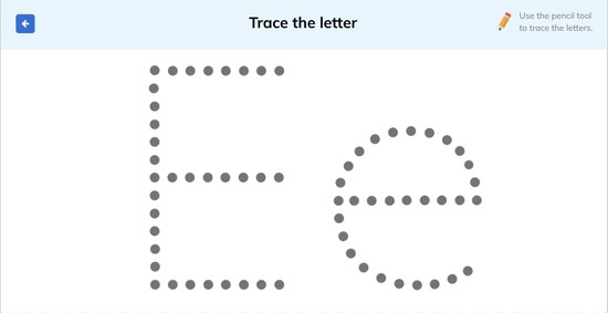 letter e tracing