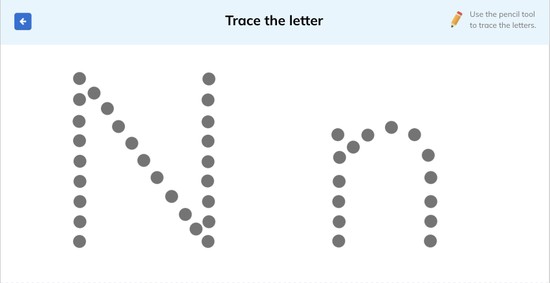 letter n tracing