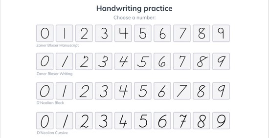 handwriting numbers