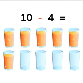 Subtraction from 10 with numbers to 10
