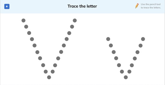 letter v tracing