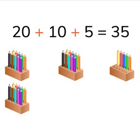 Addition to 100 with three or more simple numbers