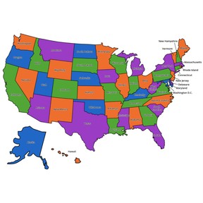 Locate U.S. states on a map