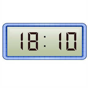 Aflezen van digitale klok met 10 en 5 minuten in hoge tijden
