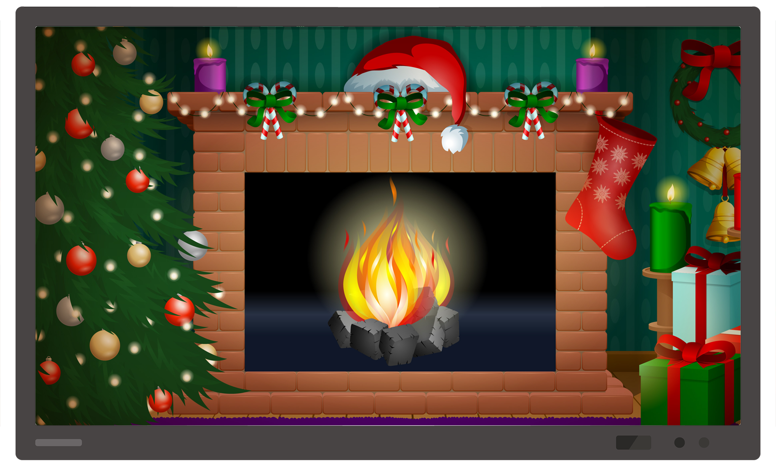 digibord haardvuur kerst
